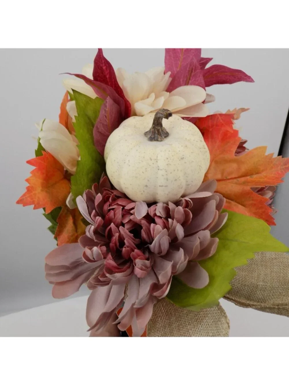 Graveyard Memorial Fall Flowers Medium Cone Remembrance Burgundy Cream Pumpkin